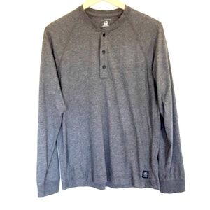 Club Monaco Boucle Henley Top Double Knit Gray Mens Large